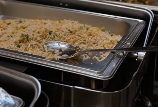 Vegetable pulao served from the buffet