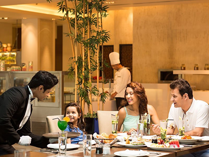 Attentive table service at a family celebration
